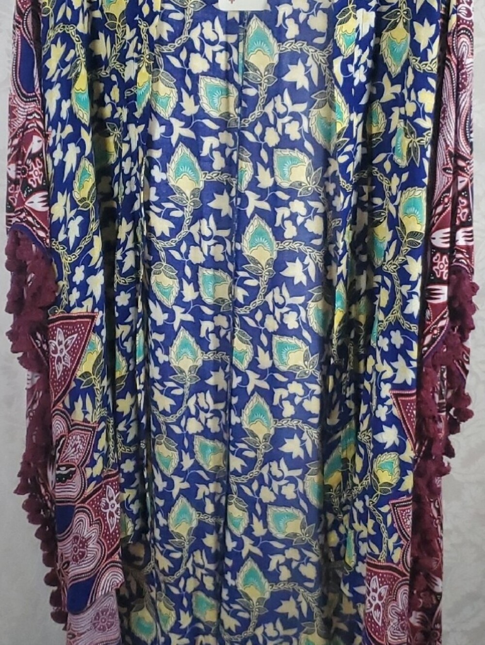 Floral Blue Bohemian Kimono Top